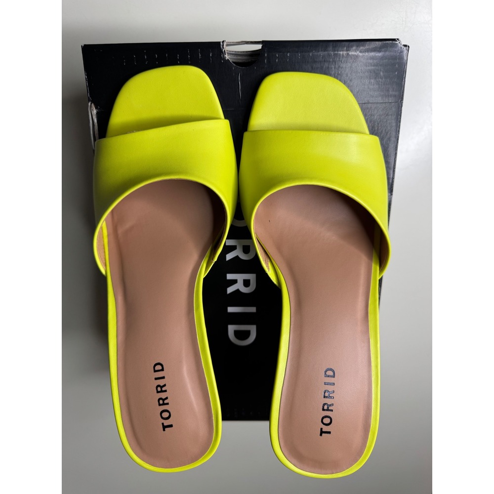 Torrid Neon Yellow Stiletto Mules Square Toe High Heel Sandals 10WW 17230582